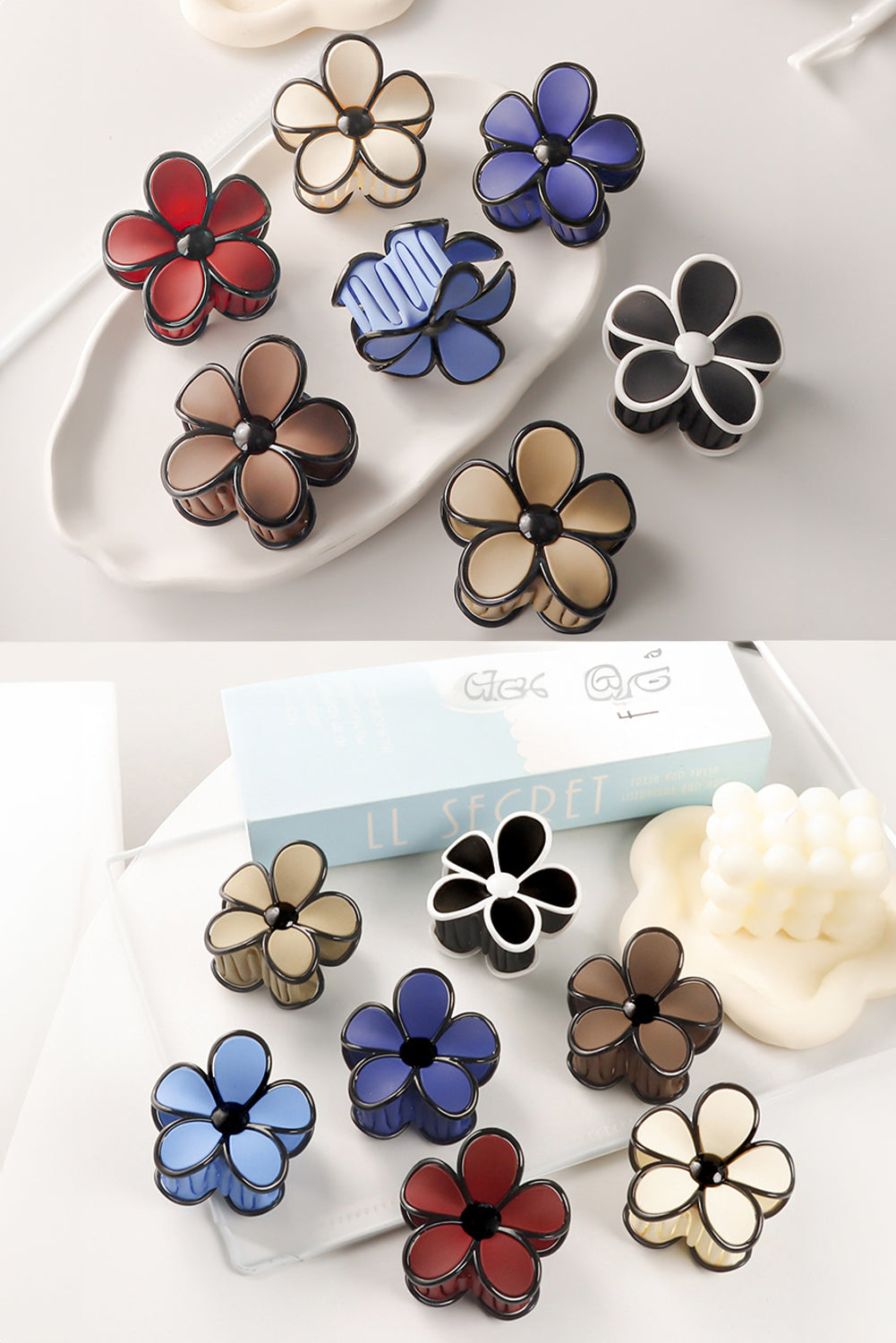 Black Flower Shape Frosted Hair Clip