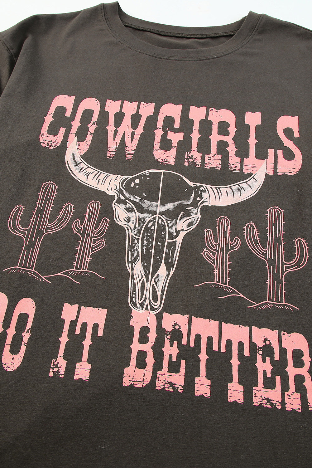 Gray COWGIRLS DO IT BETTER Graphic Oversized T Shirt