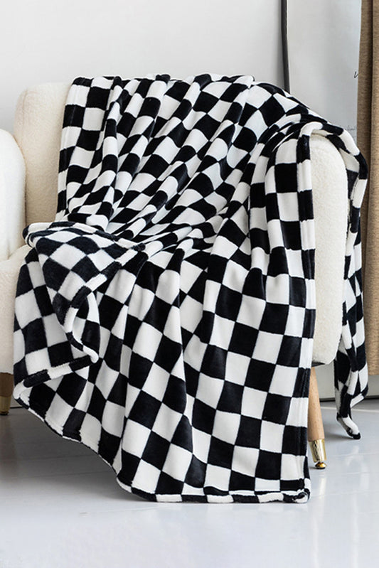 Black Checkerboard Printed Soft Throw Blanket