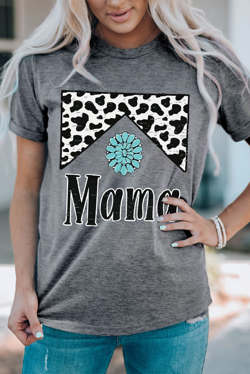 Gray Mama Cowhide Graphic Tee