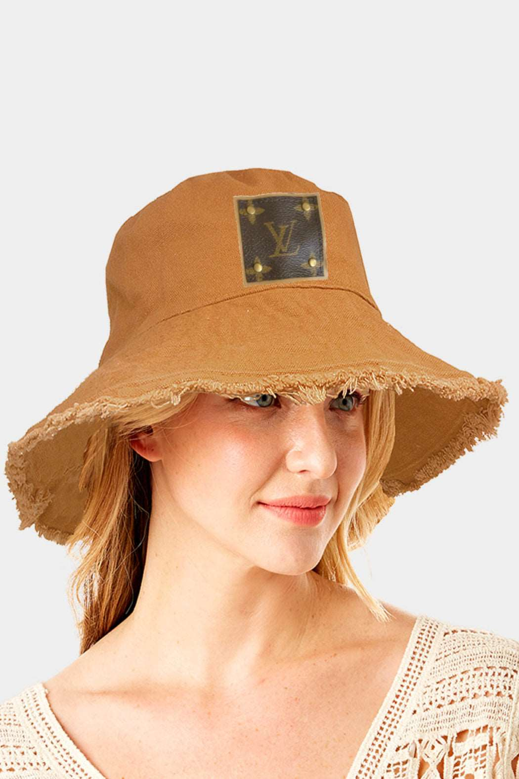 Upcycled Fringed Edge Bucket Hat