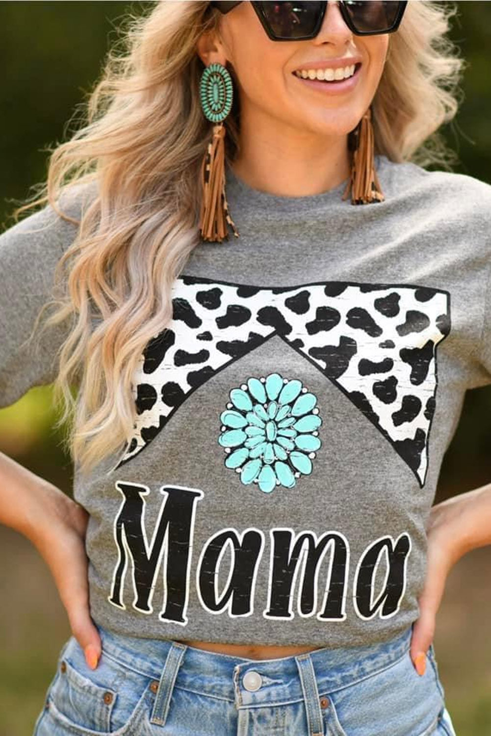 Gray Mama Cowhide Graphic Tee