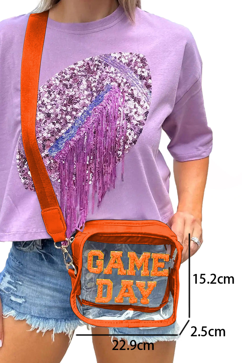 Fiery Red Chenille GAME DAY Pattern Clear Bag