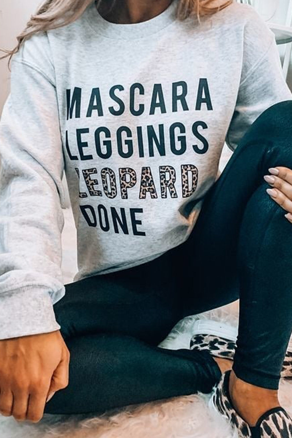 Gray Letters Graphic Loose Sweatshirt