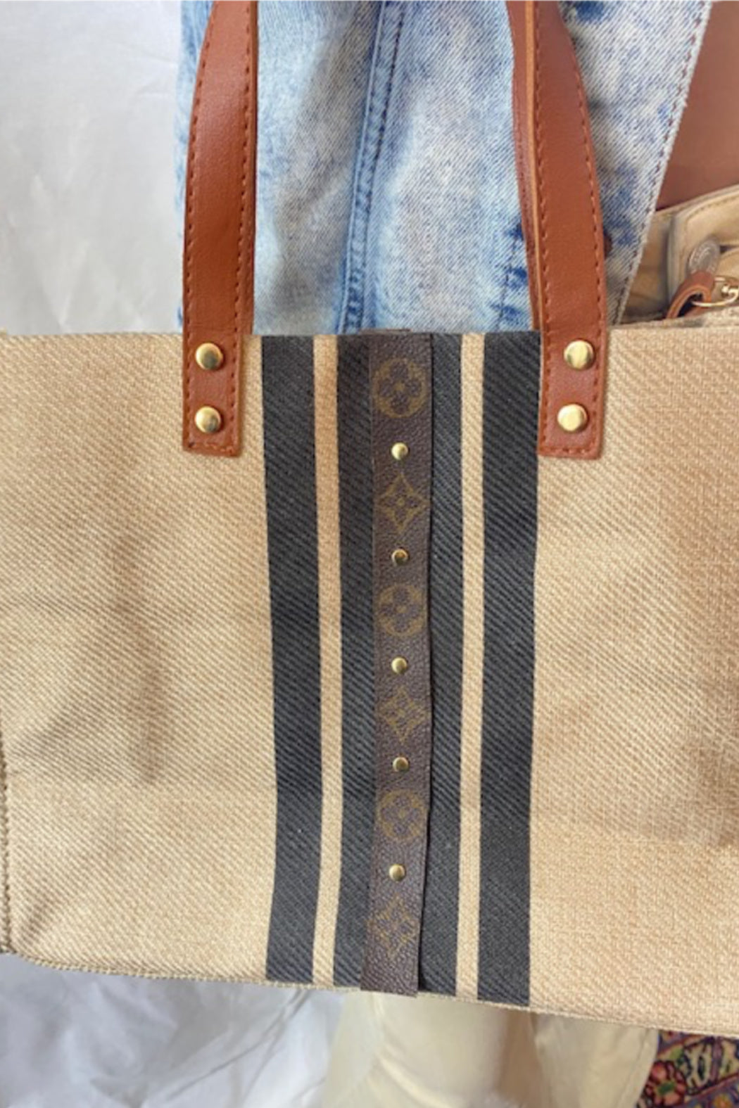 Upcycled Striped Tote