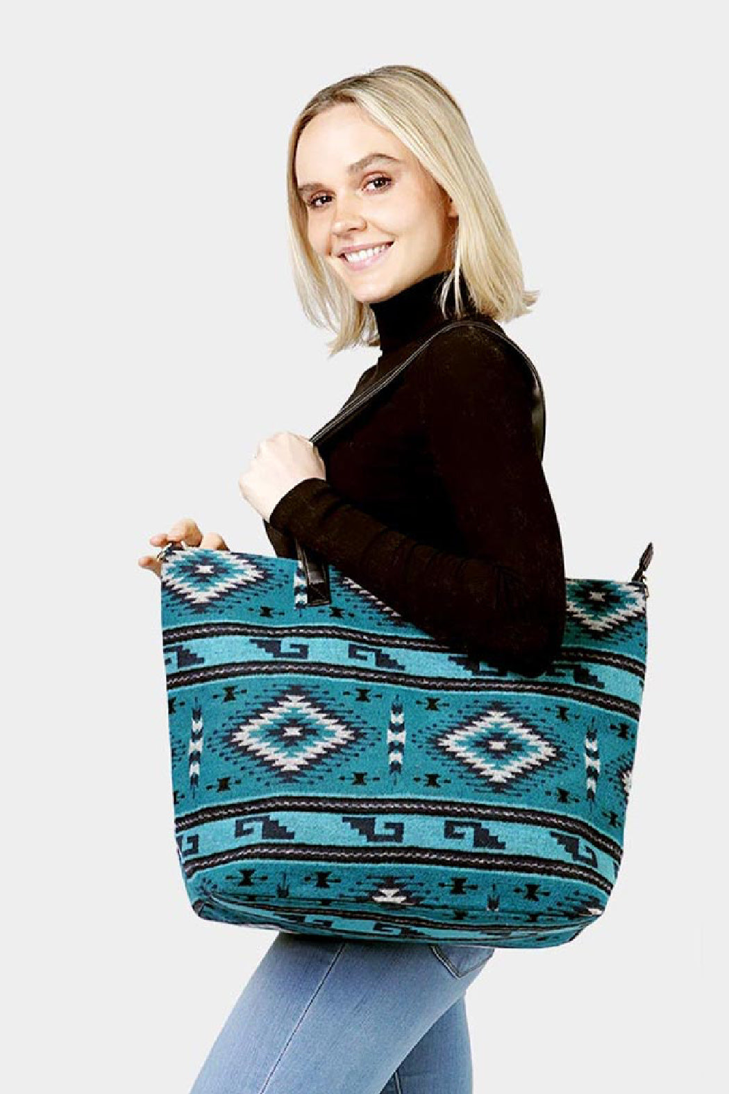 Striped Aztec Weekender Tote