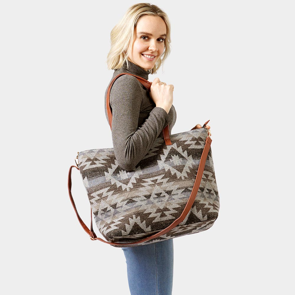 Aztec Print Weekender Tote