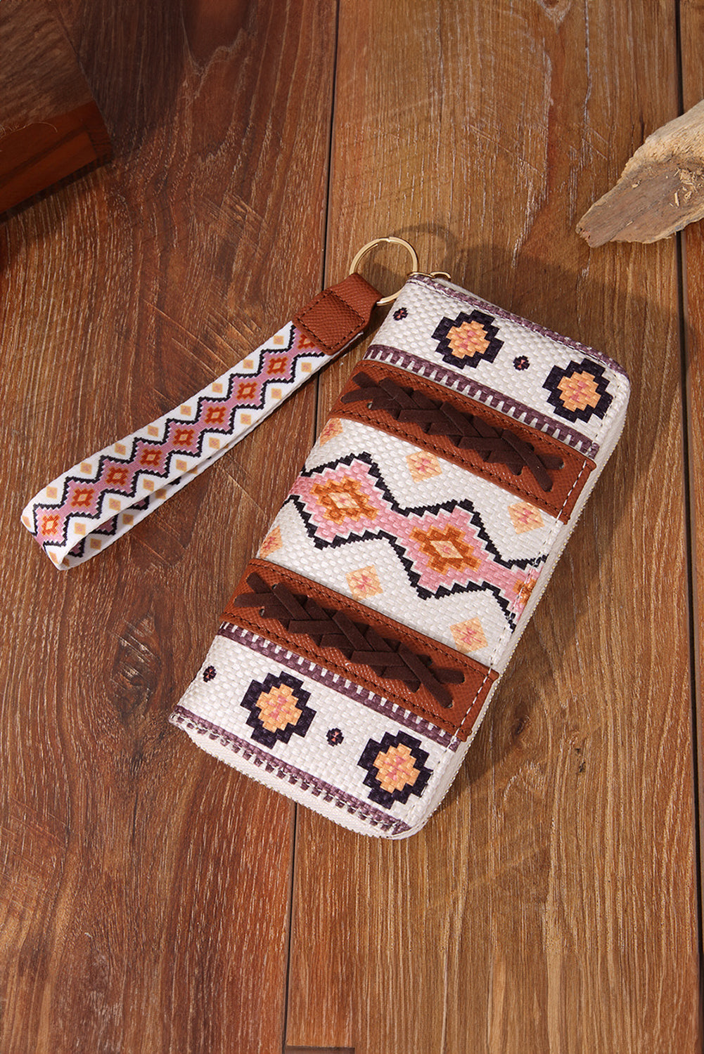 Ashleigh Blue Western Aztec Print PU Leather Wristlet Wallet