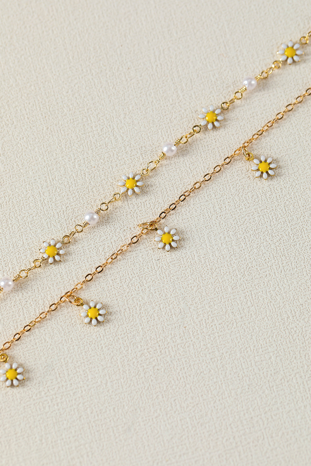 Gold Daisy & Pearl Chain Anklet