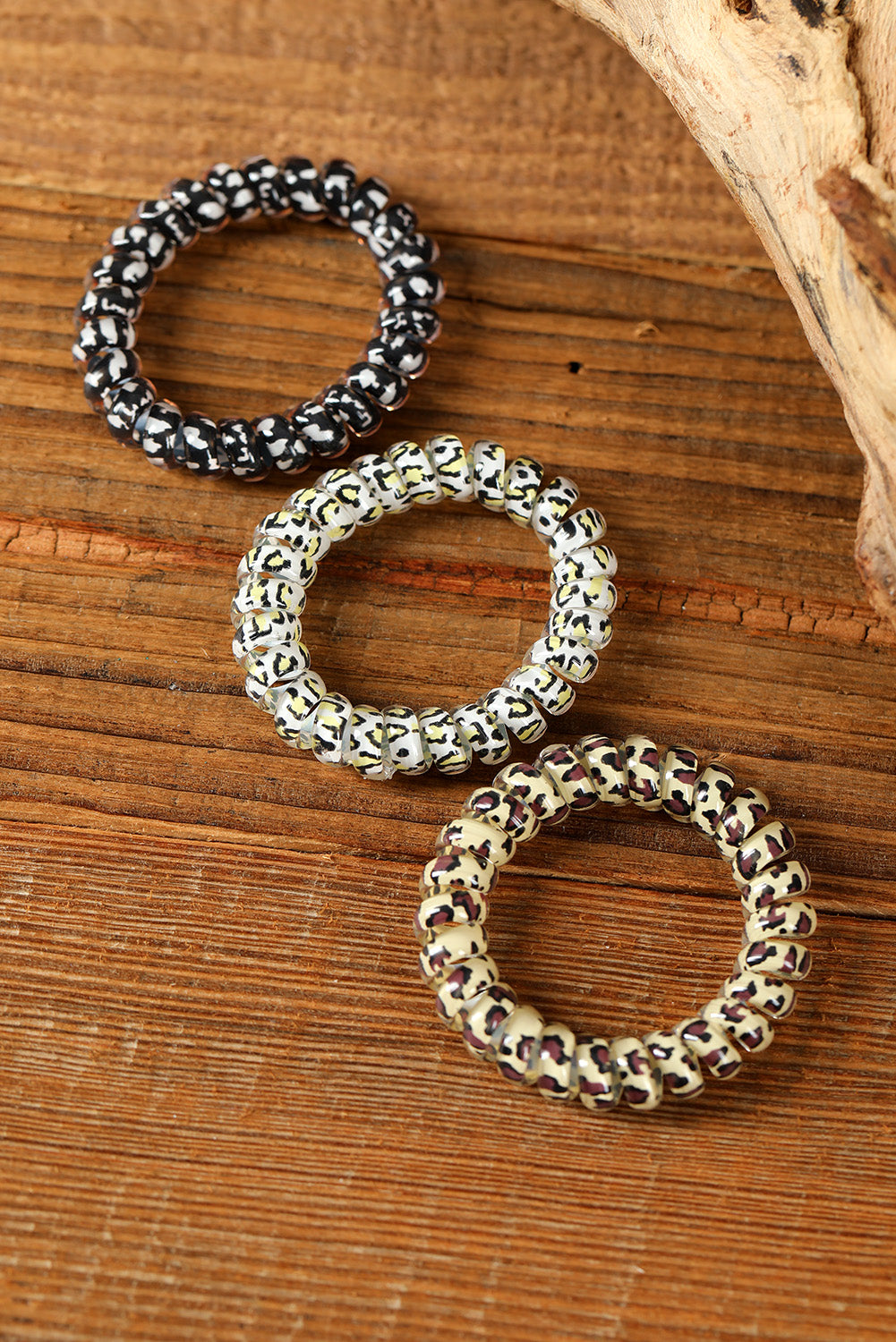 Brown Leopard Telephone Spiral Coil Wire Hair Tie