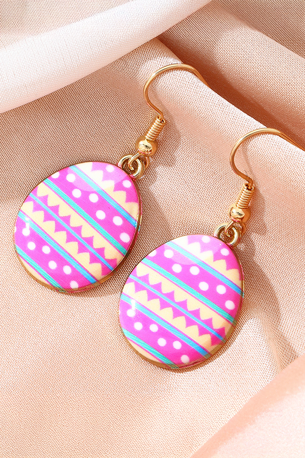 Sachet Pink Easter Eggs Pattern Hook Earrings