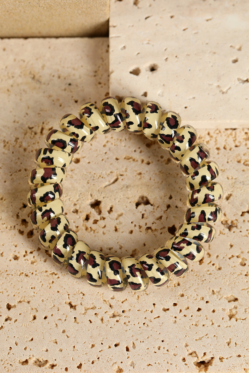 Brown Leopard Telephone Spiral Coil Wire Hair Tie