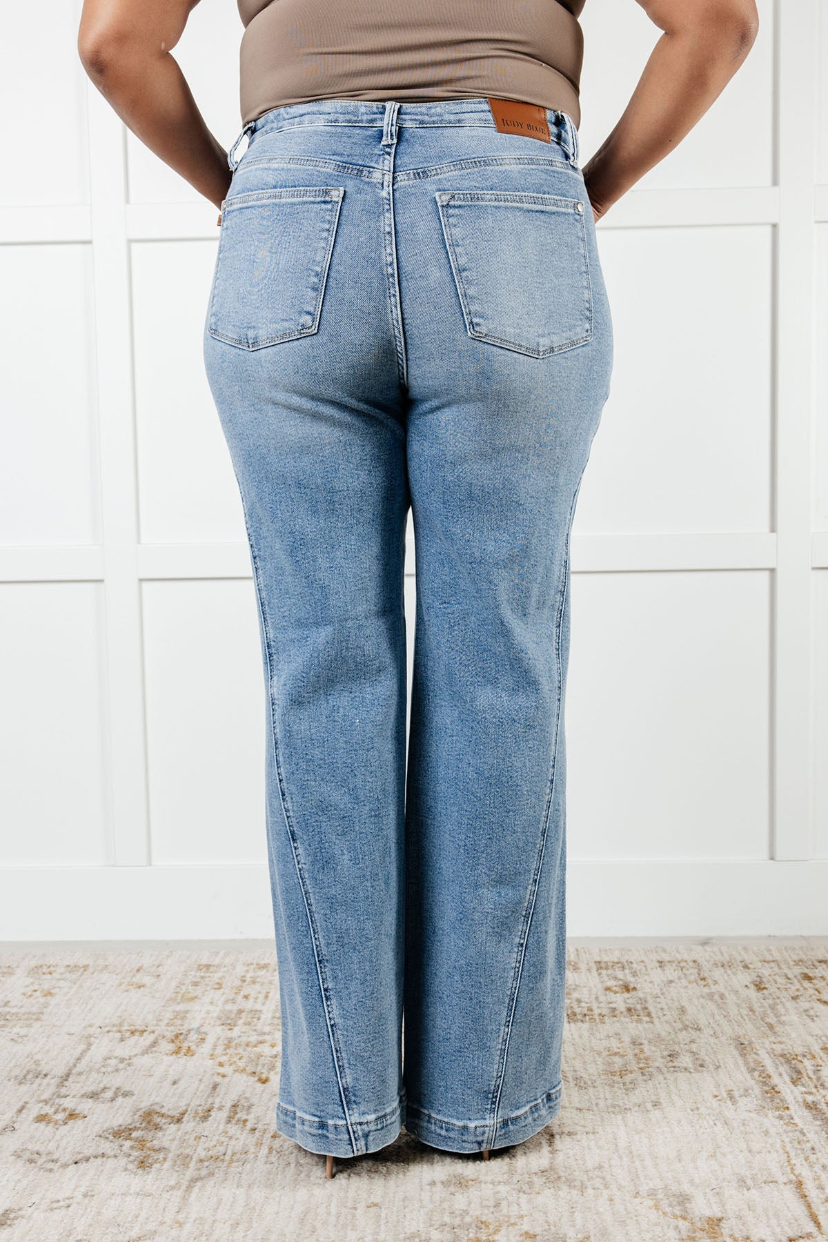 Melia High Rise Side Seam Detail Wide Leg Jeans