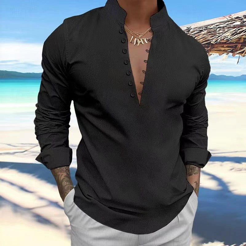 Men's Collar Long Sleeve Regular Fit Men's Tops