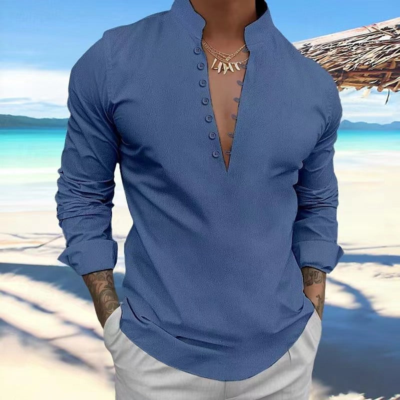 Men's Collar Long Sleeve Regular Fit Men's Tops