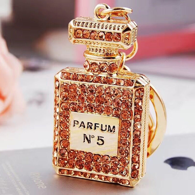 Cute Letter Bow Knot Perfume Bottle Metal Women's Keychain