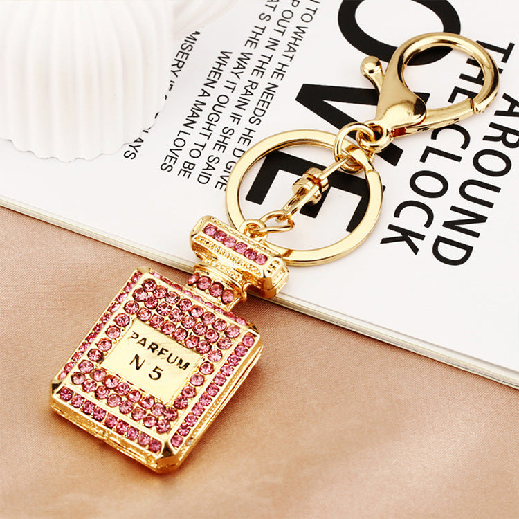 Cute Letter Bow Knot Perfume Bottle Metal Women's Keychain