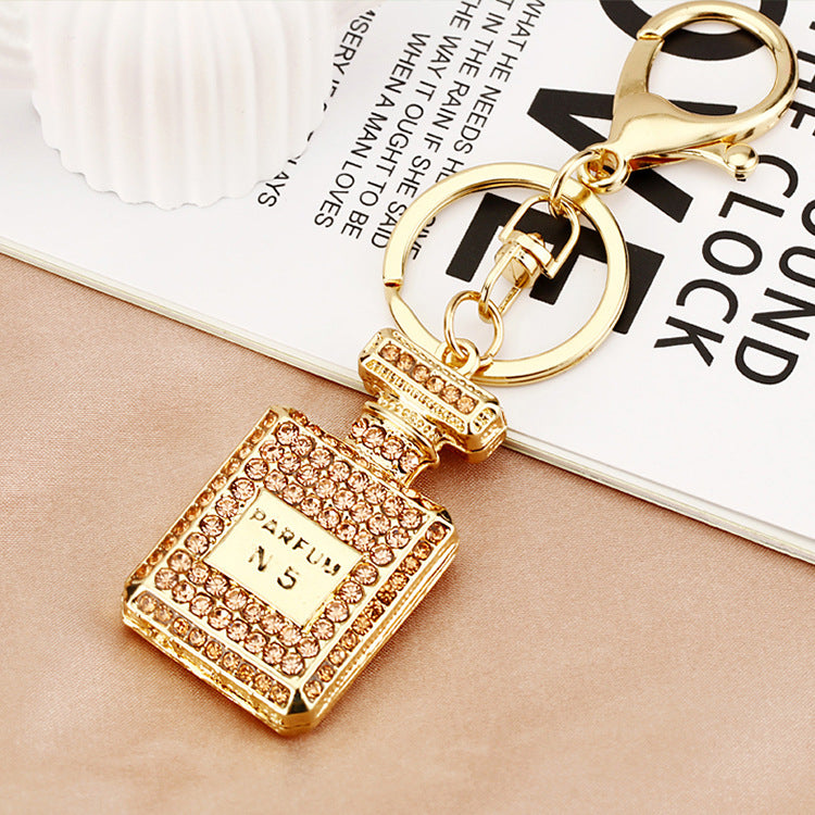 Cute Letter Bow Knot Perfume Bottle Metal Women's Keychain