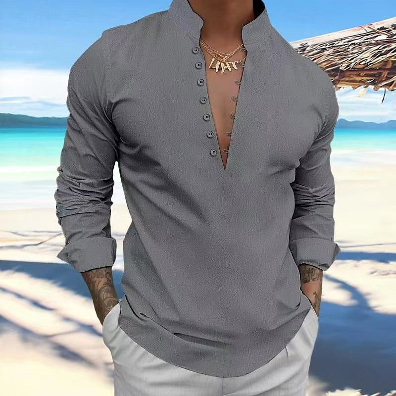 Men's Collar Long Sleeve Regular Fit Men's Tops