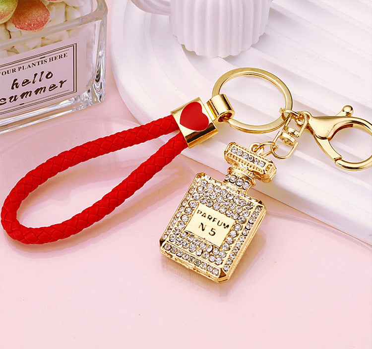 Cute Letter Bow Knot Perfume Bottle Metal Women's Keychain