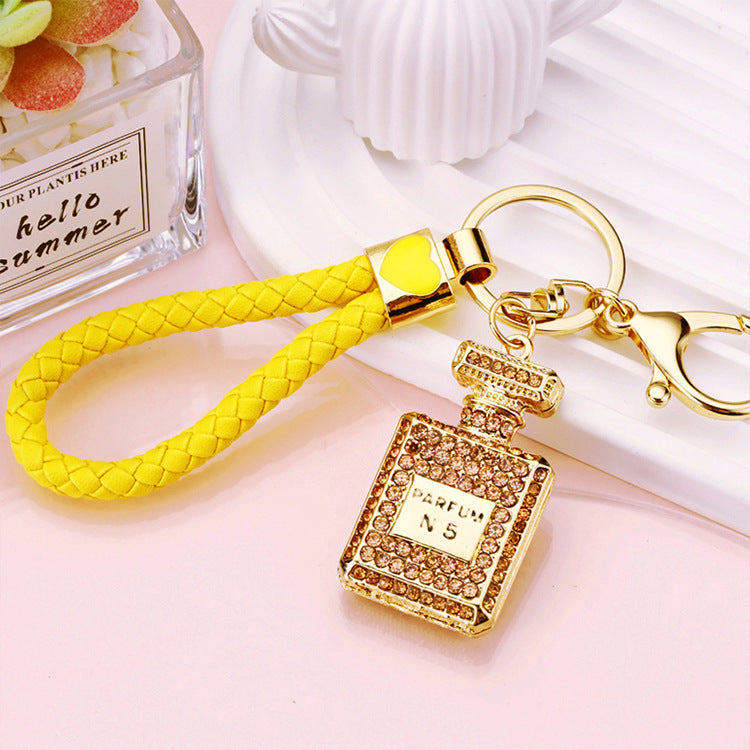 Cute Letter Bow Knot Perfume Bottle Metal Women's Keychain