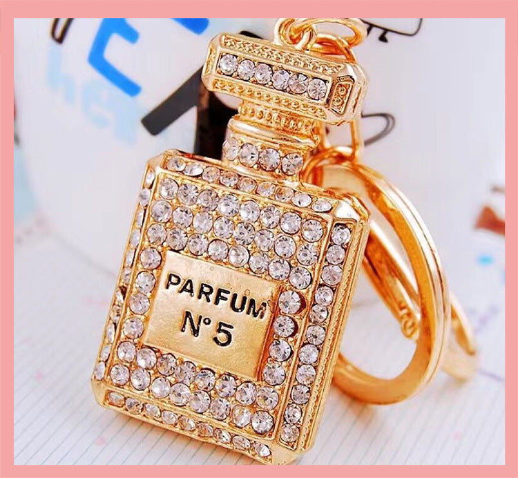 Cute Letter Bow Knot Perfume Bottle Metal Women's Keychain