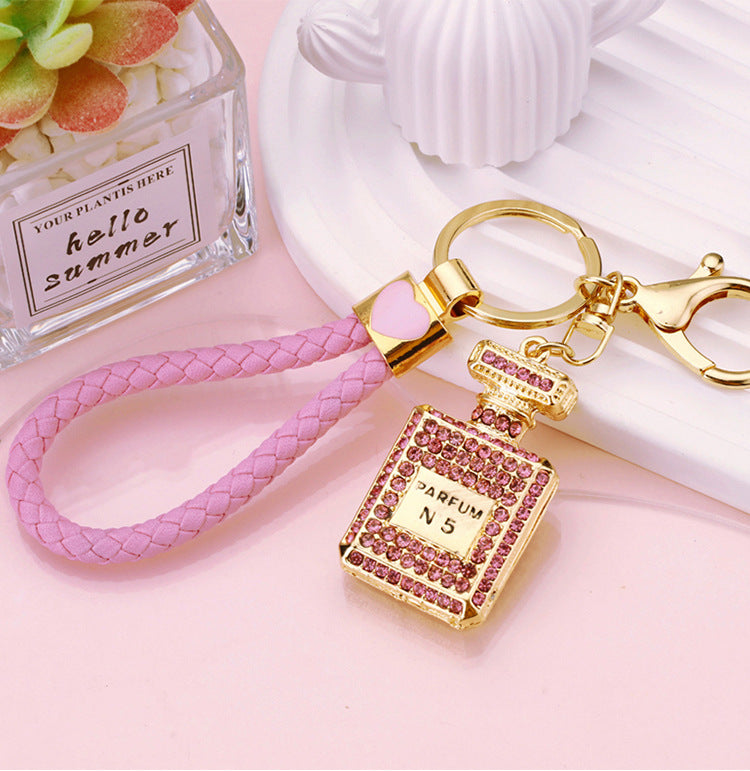 Cute Letter Bow Knot Perfume Bottle Metal Women's Keychain