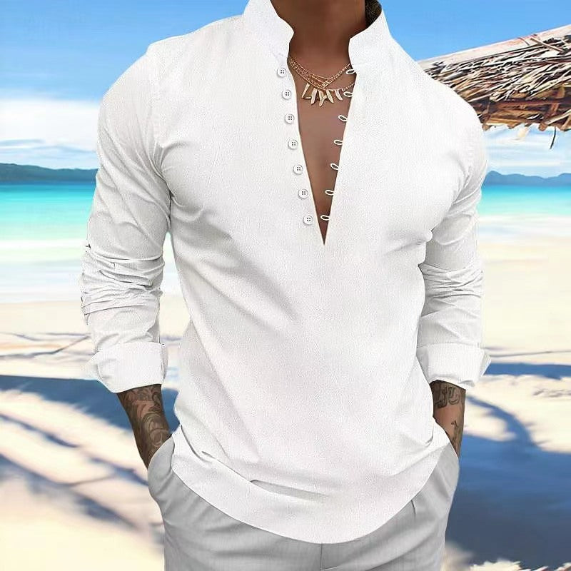 Men's Collar Long Sleeve Regular Fit Men's Tops