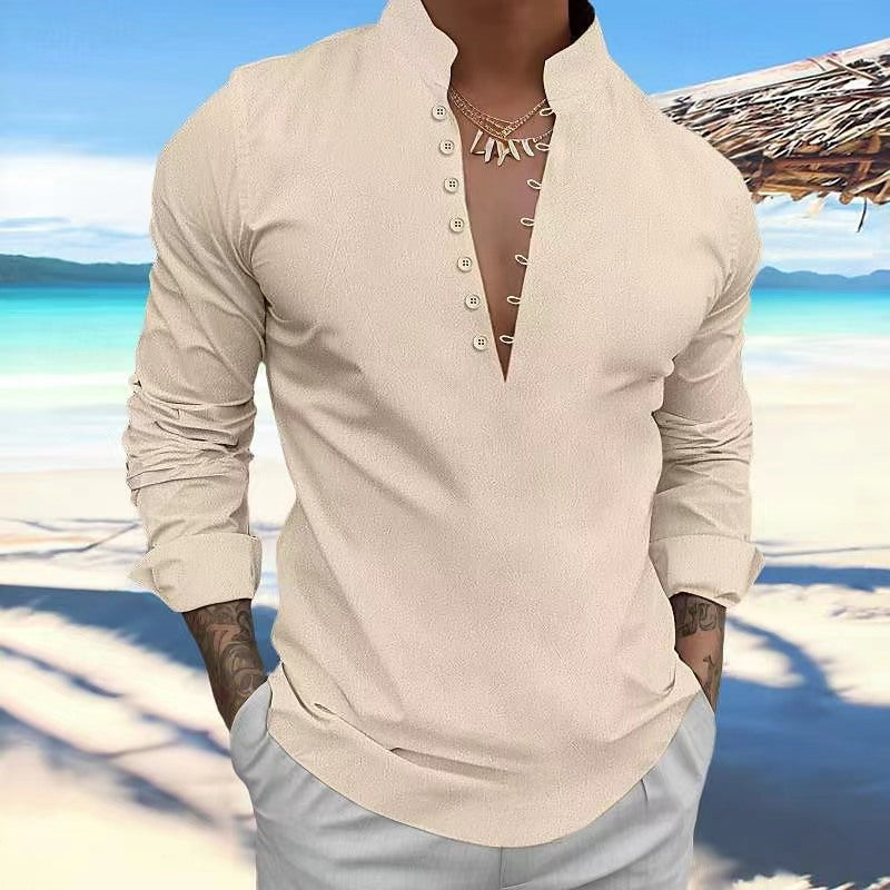 Men's Collar Long Sleeve Regular Fit Men's Tops