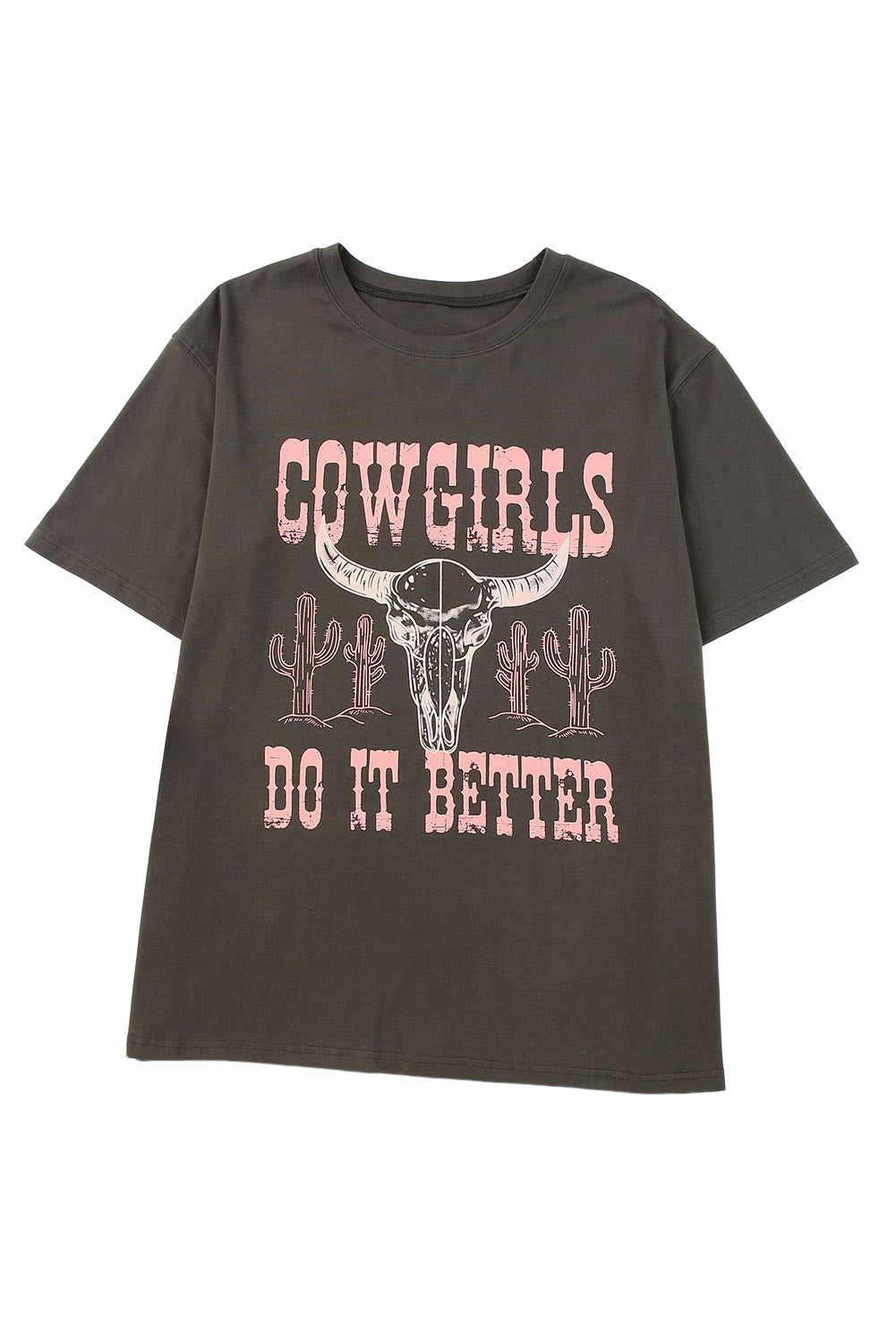 Gray COWGIRLS DO IT BETTER Graphic Oversized T Shirt