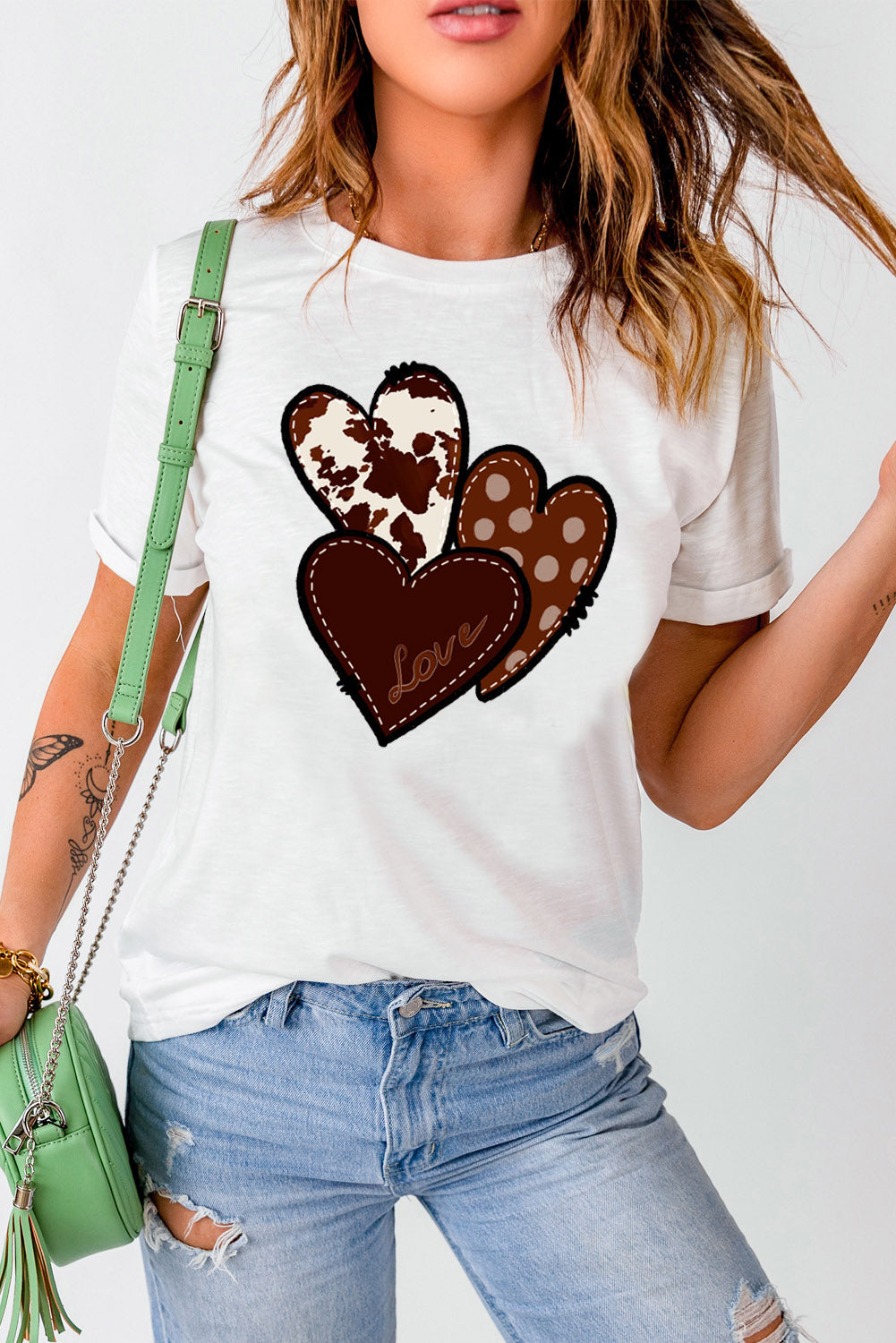 White Western Valentines Heart Graphic T-shirt