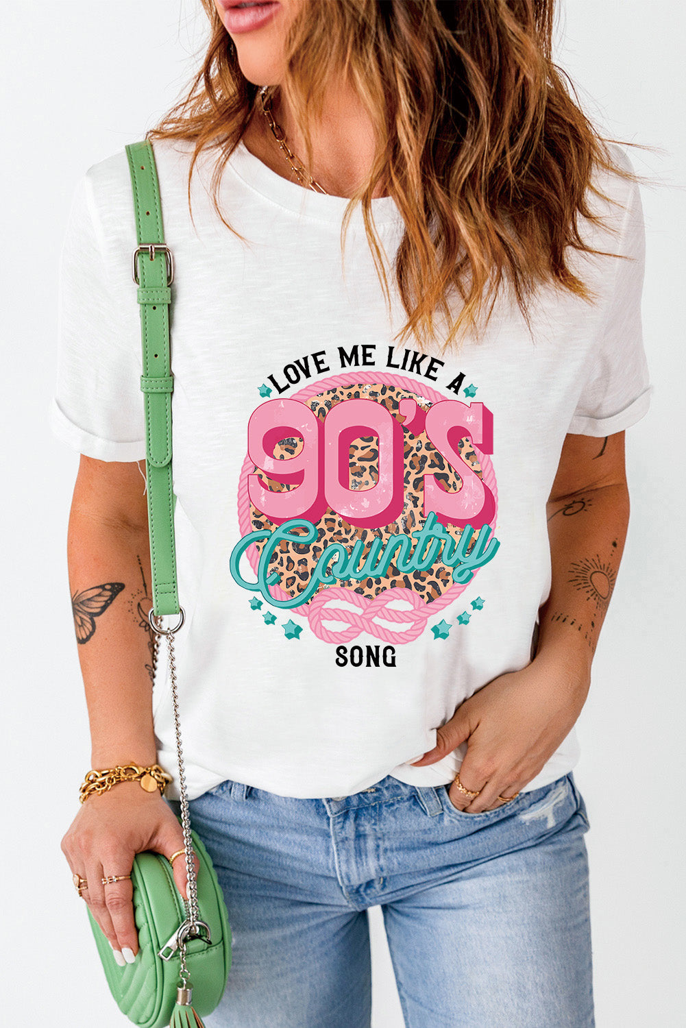 White LOVE ME LIKE A 90S COUNTRY SONG Graphic Tee