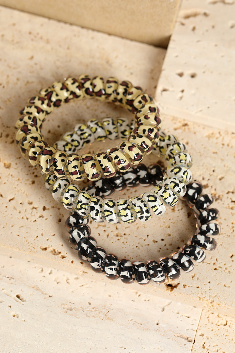 Brown Leopard Telephone Spiral Coil Wire Hair Tie