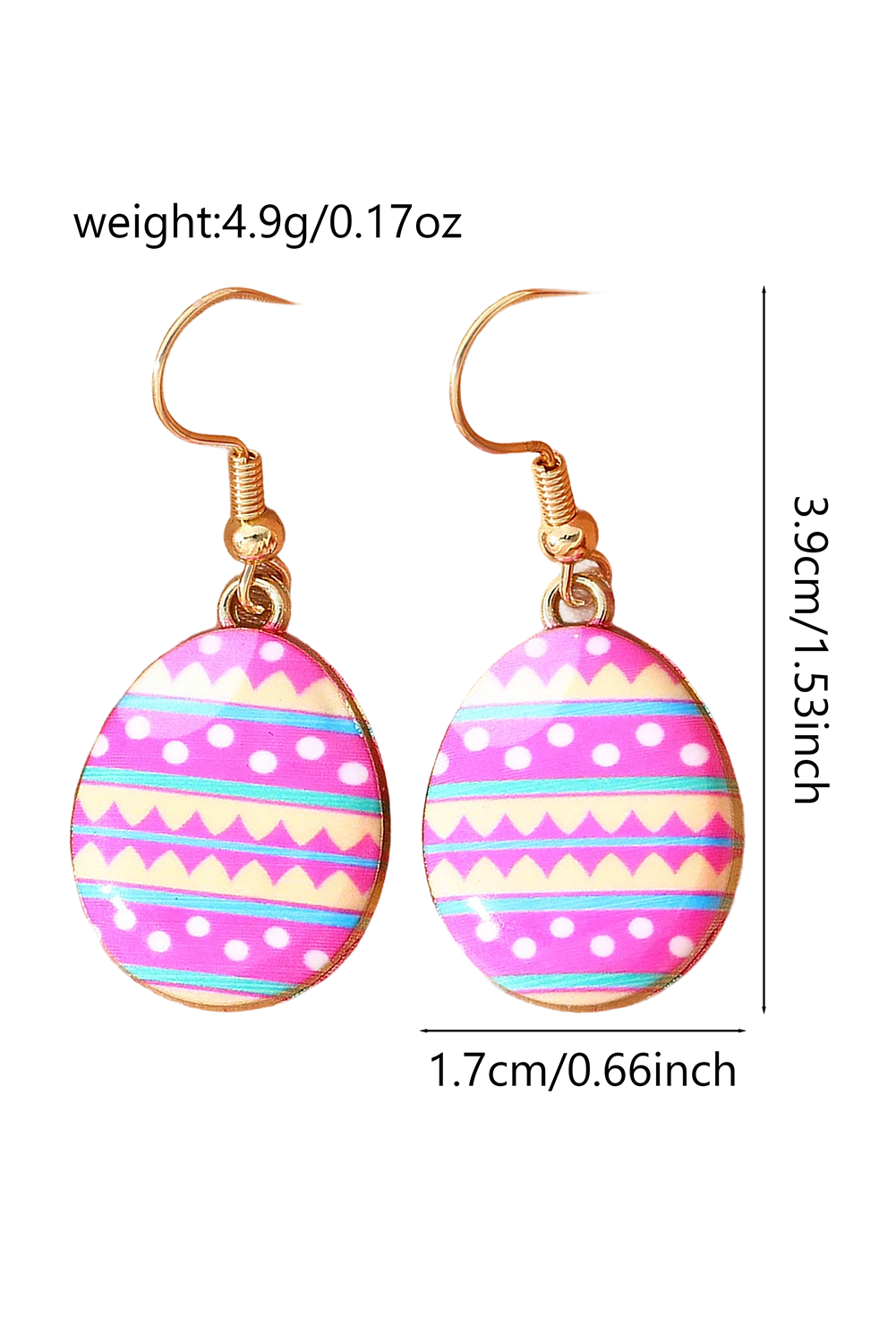 Sachet Pink Easter Eggs Pattern Hook Earrings