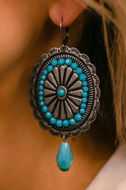 Sea Green Western Retro Turquoise Dangle Earrings