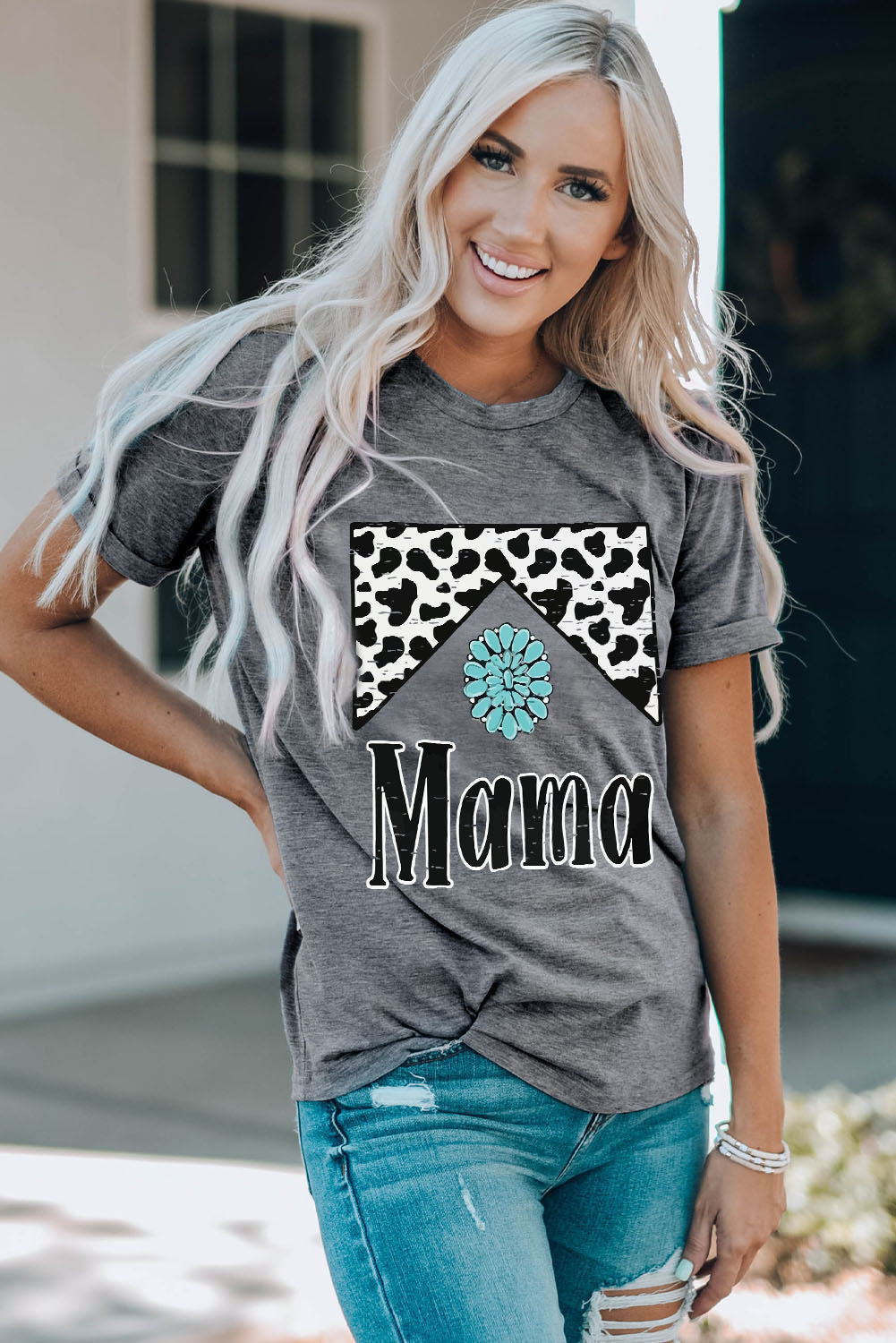 Gray Mama Cowhide Graphic Tee