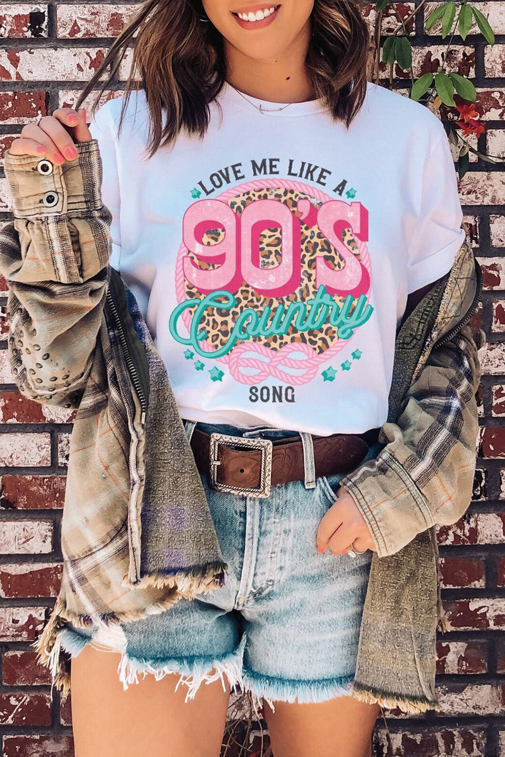 White LOVE ME LIKE A 90S COUNTRY SONG Graphic Tee