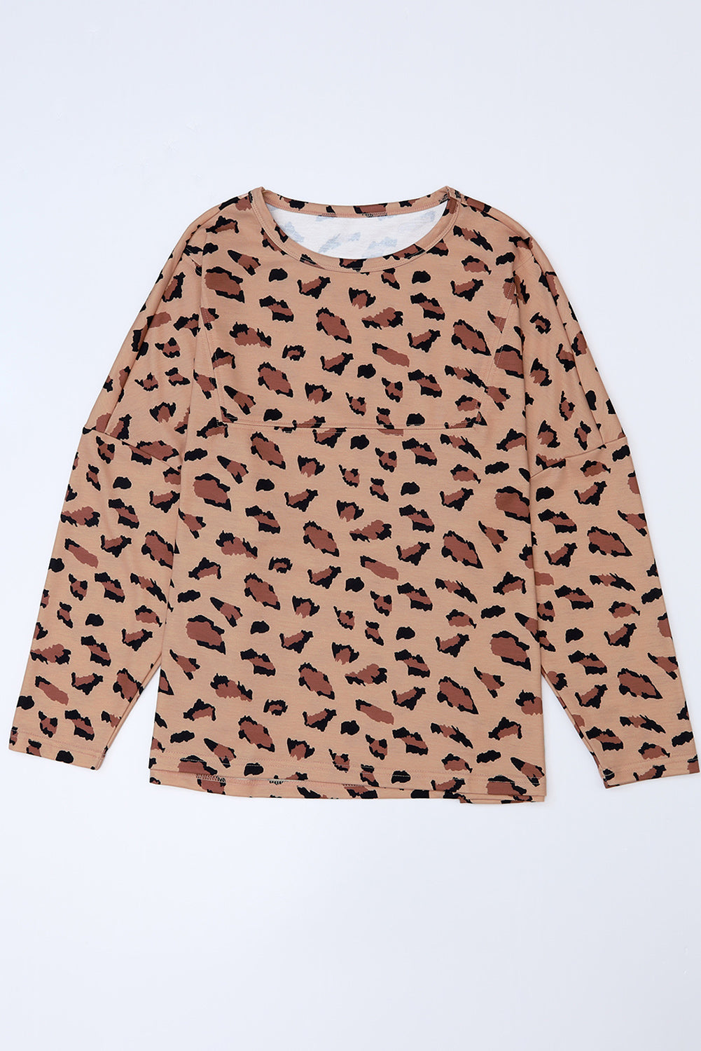 Pink Leopard Stitching Loose Long Sleeve Top