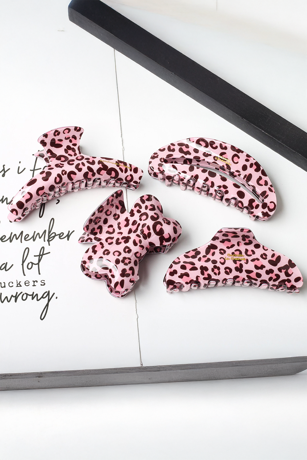 Pink Leopard Print Hair Claw Clip