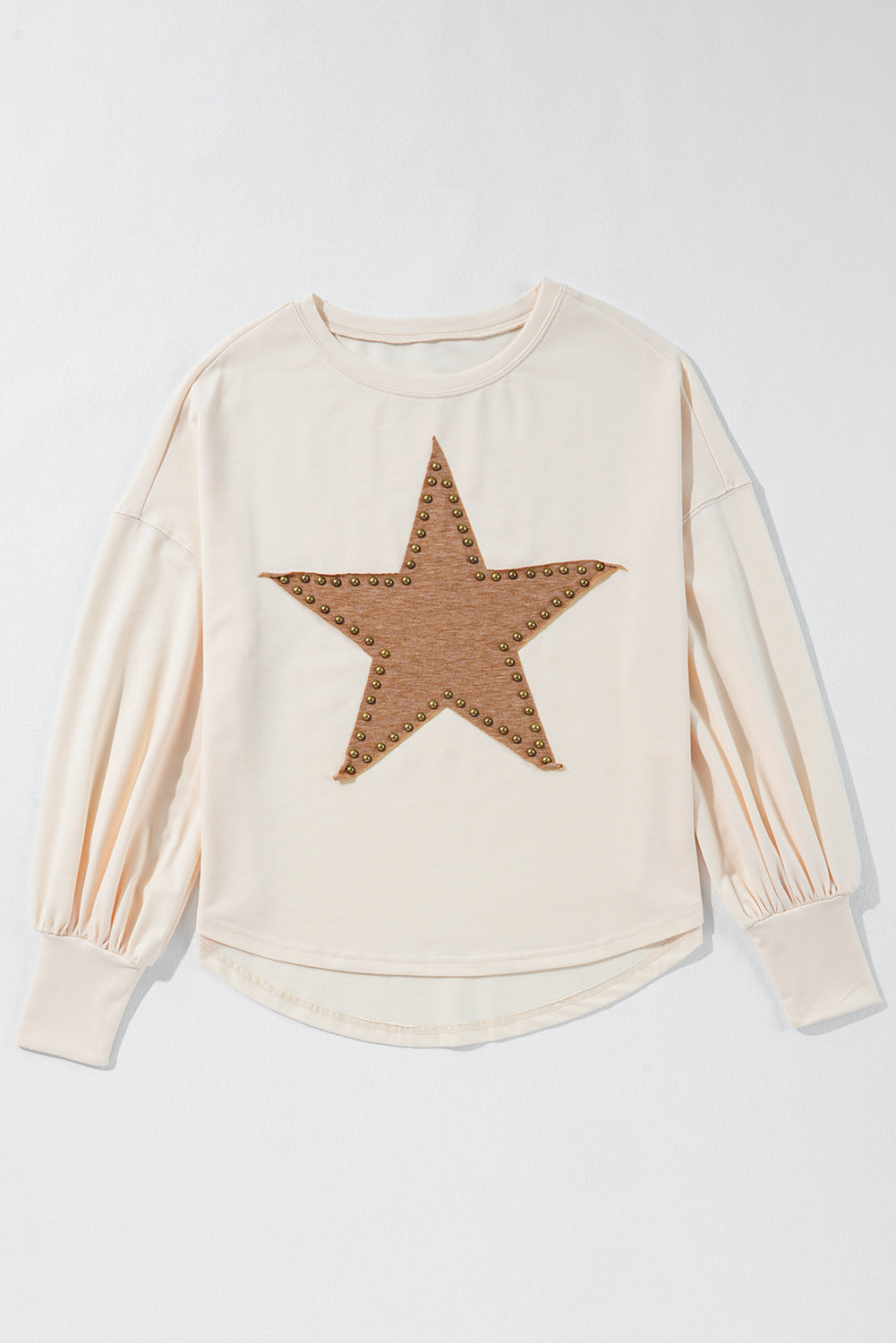 Black Studded Star Graphic Oversized Long Sleeve Top