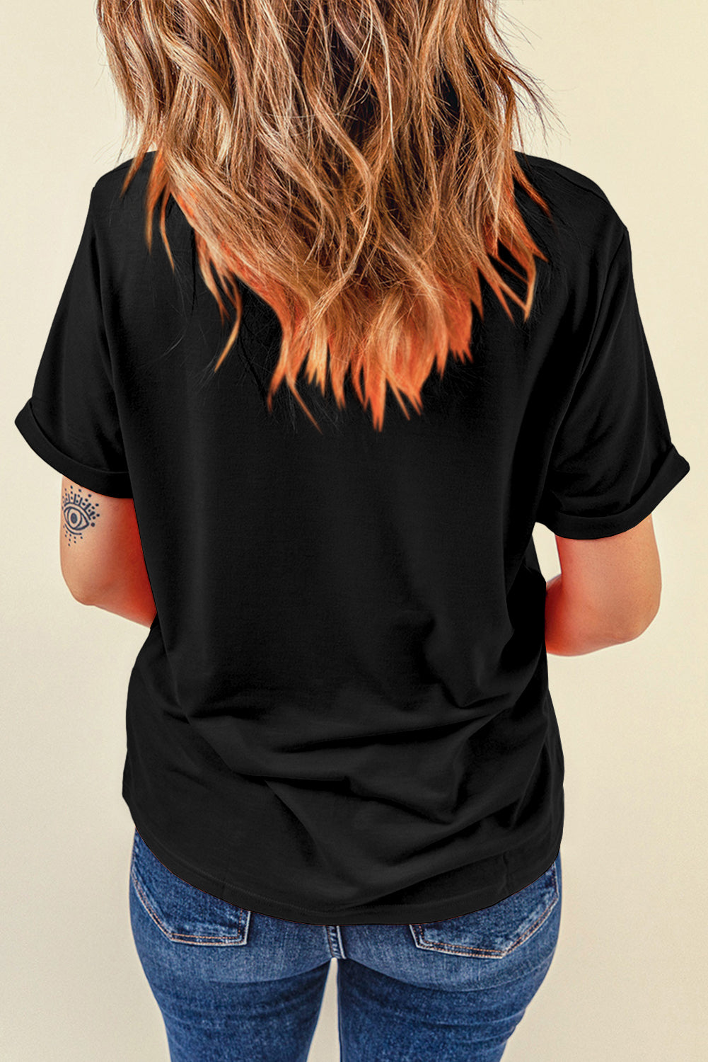 Black Casual Bow Tie Print Baseball Graphic Tee