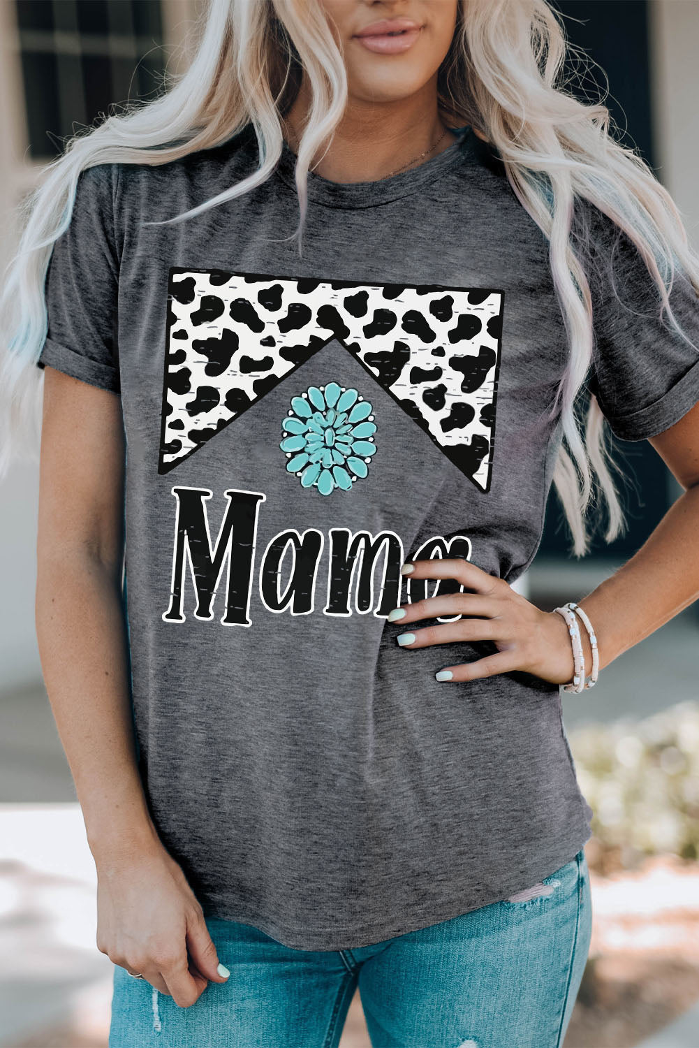 Gray Mama Cowhide Graphic Tee