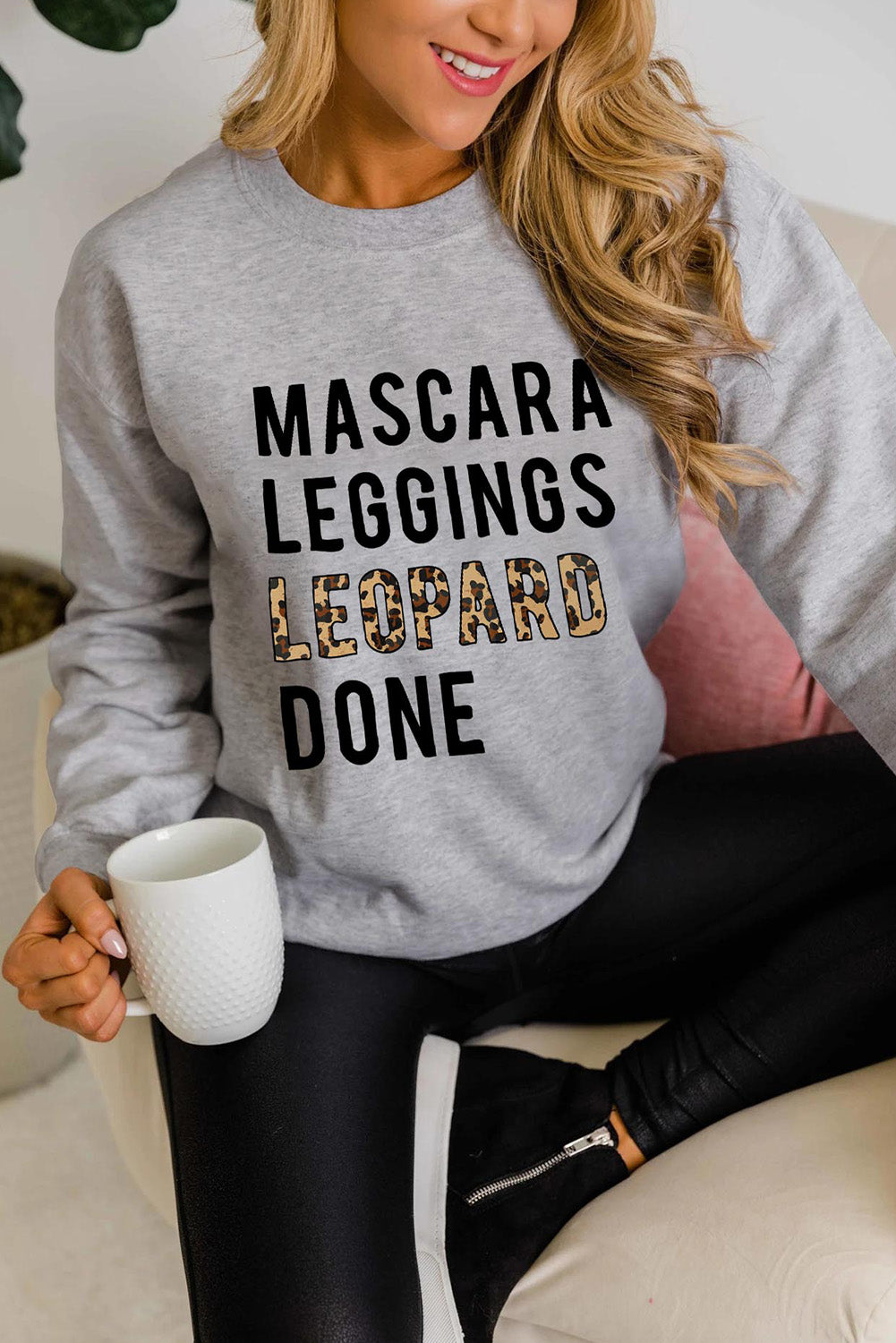 Gray Letters Graphic Loose Sweatshirt