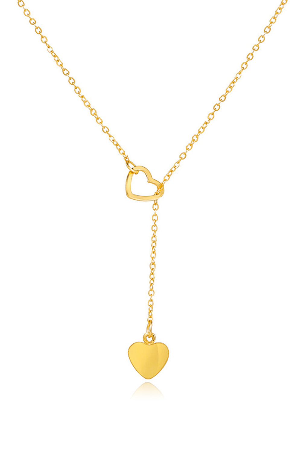 Gold Heart Shape Hollow Lariat Necklace