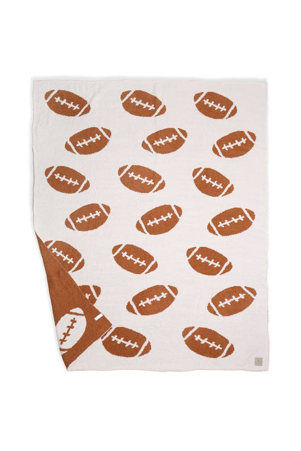 Chestnut Rugby Football Pattern Color Block Fleece Blanket 127*152cm