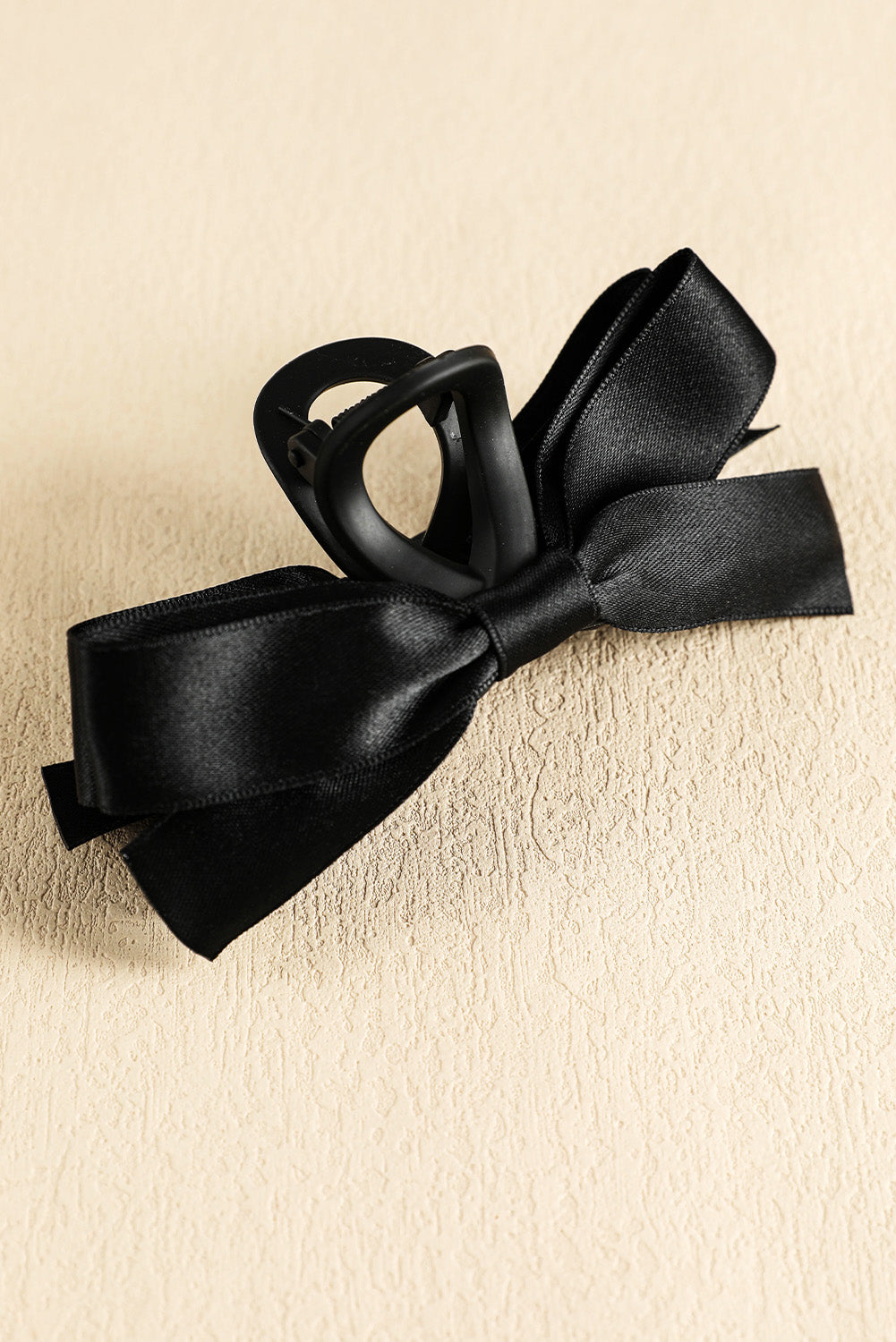 Black Solid Color Ribbon Bow Decor Hair Clip