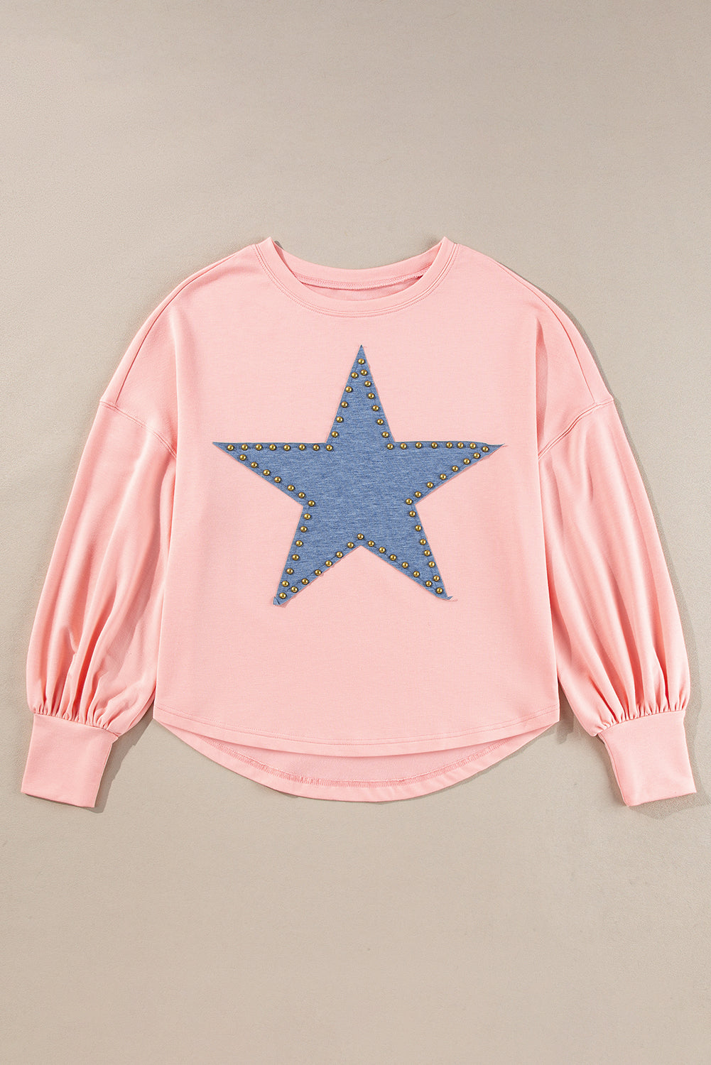 Black Studded Star Graphic Oversized Long Sleeve Top