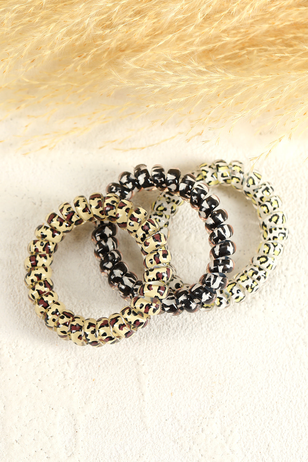 Brown Leopard Telephone Spiral Coil Wire Hair Tie