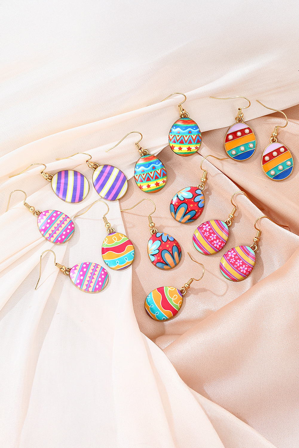 Sachet Pink Easter Eggs Pattern Hook Earrings