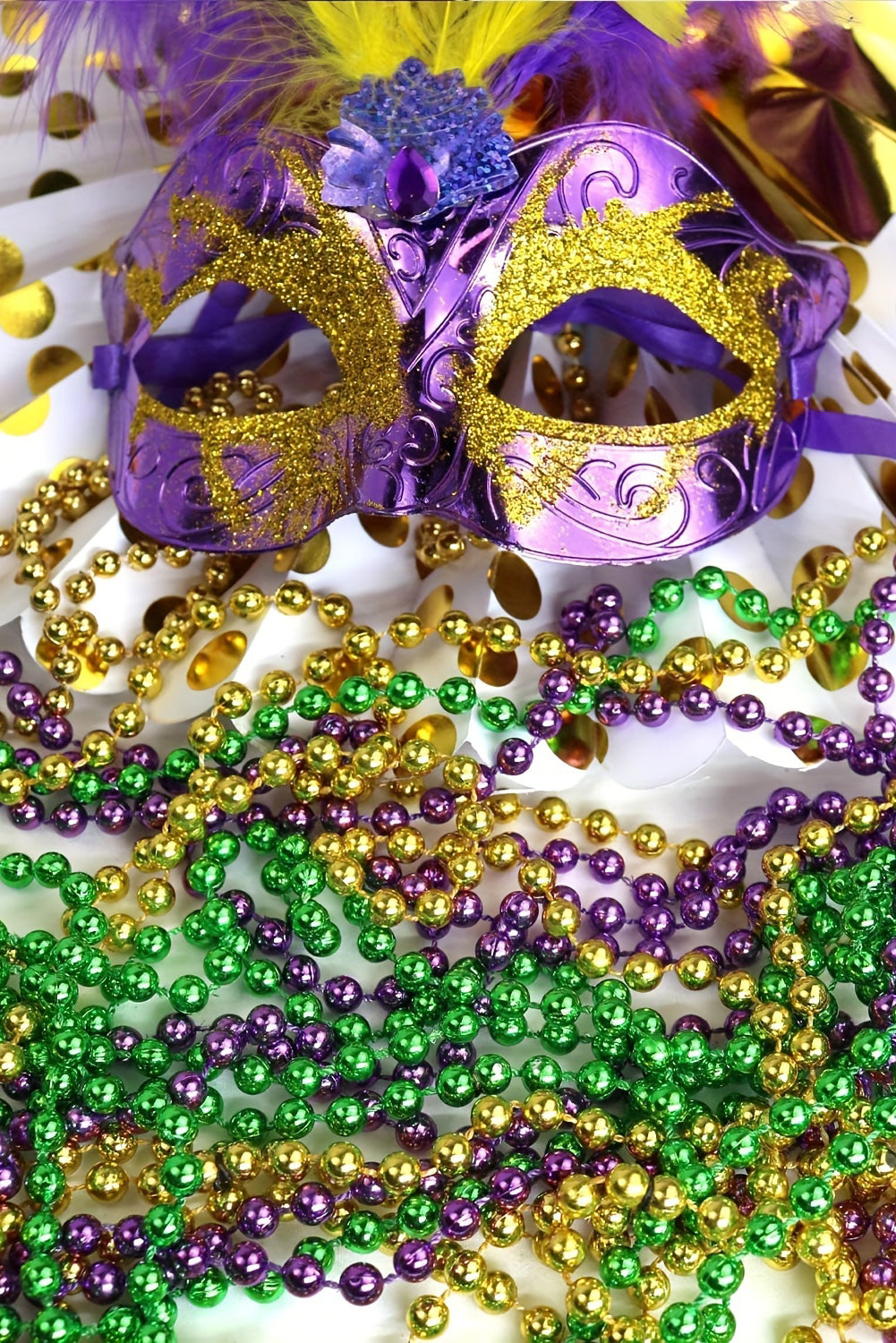 Dark Purple Beaded Mardi Gras Carnival Necklace